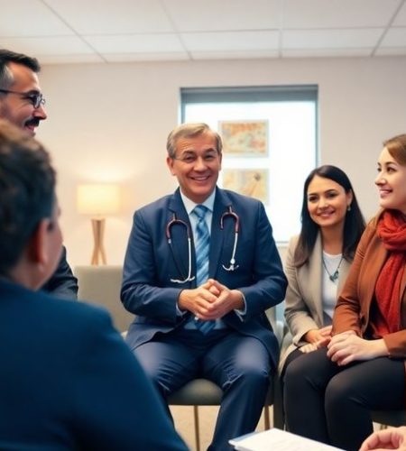 Healthcare professionals discussing ADHD diagnostic processes in an office.